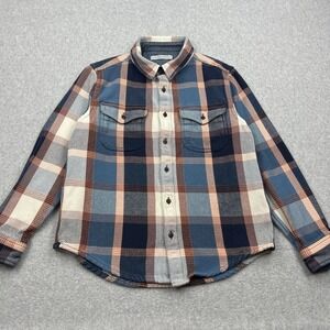 Outerknown Blanket Shirt Men's Large Blue Plaid Organic Cotton Button Up Shacket
